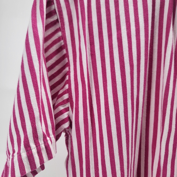 Vintage A.M.I. Womens Size Small Pink White Striped Button Up Short Sleeve Shirt - Picture 6 of 8